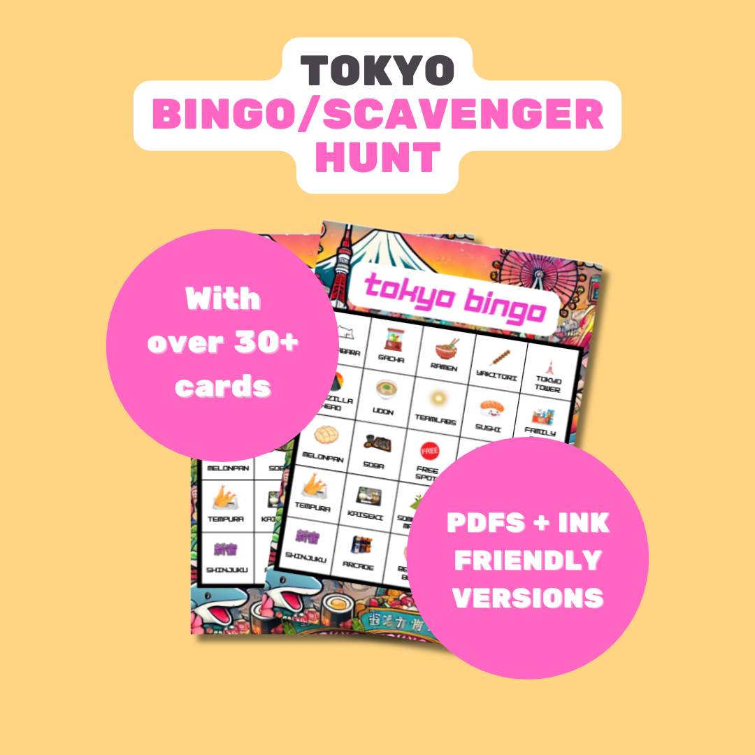 Tokyo Bingo Game – Japan Scavenger Hunt Bingo with 30+ variations