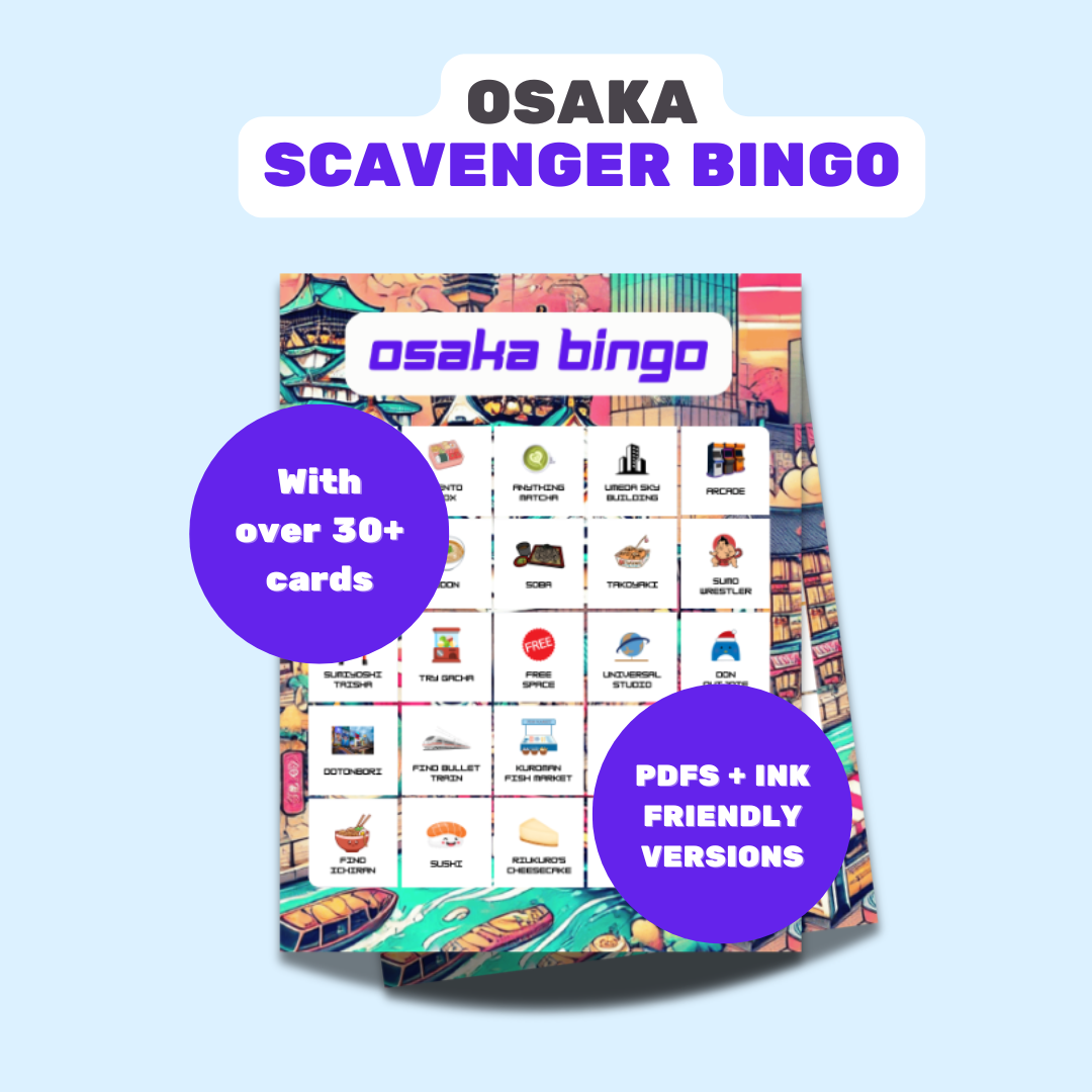 Osaka Scavenger Hunt Bingo Game – Fun Travel Activity for Kids & Adults For Japan