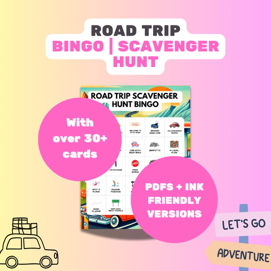 Road Trip Scavenger Hunt Bingo - Play On The Go With Friends and Family