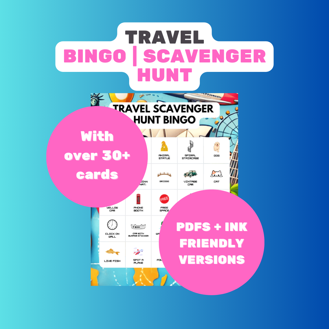 Travel Scavenger Hunt Bingo - Play with Friends or Family