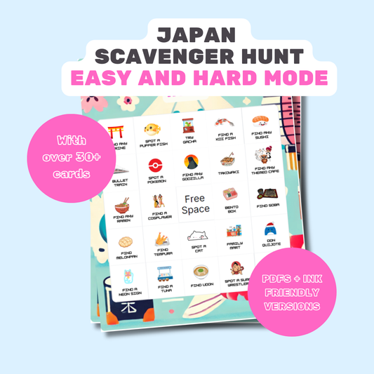 Japan Scavenger Hunt Bingo Game – Fun Travel Activity for Kids & Adults!